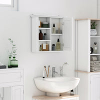 Bathroom Wall Cabinet, Wall Mounted Medicine Cabinet with 3 Open Shelves and Storage Cupboard for Laundry Room, White