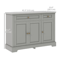 Modern Sideboard Cabinet, Buffet Cabinet with 2 Drawers and Adjustable Shelves, Buffets Tables for Dining Room, Grey