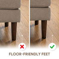 U Shape Couch with Double Chaise Lounge, Modern 4 Seater Sofa with Wooden Legs, Fabric Sofa for Living Room, Beige