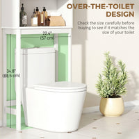 Over The Toilet Storage Cabinet with Adjustable Shelf, Open Shelf and Adjustable Bottom Bar, White