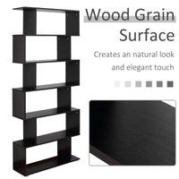 Wooden S Shape Bookcase 6 Shelves Storage Display Home Office Furniture