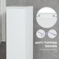 Tall Bathroom Cabinet, Freestanding Storage Organizer with Adjustable Shelves and Cupboards, 11.8" x 11" x 6", White