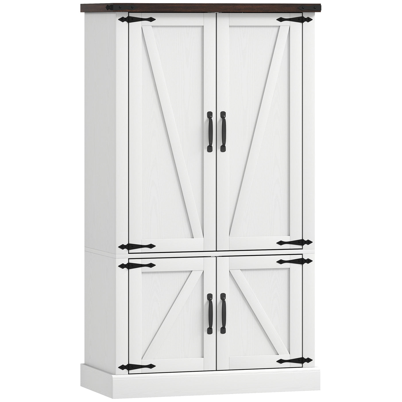 53.5" Pantry Cabinet, Kitchen Storage Cabinet with Adjustable Shelves, 6 Door Spice Racks for Dining Room, White