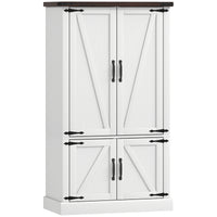 53.5" Pantry Cabinet, Kitchen Storage Cabinet with Adjustable Shelves, 6 Door Spice Racks for Dining Room, White