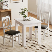 55" Extendable Dining Table for 4-6 Person, Kitchen Table with PU Handle and Felt Pads for Small Spaces, White
