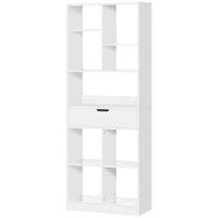 Tall Bookshelf with Drawer, Freestanding Bookcase for Bedroom, Living Room, Home Office, White
