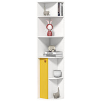 5-Tier Corner Bookcase, Storage Bookshelf, Freestanding Display Shelves with Open Compartments and Cabinet for Home Office, Living Room, Study, White