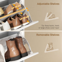 Shoe Cabinet with 3 Flip Drawers, Modern Narrow Shoe Storage Cabinet with Adjustable Shelves, White