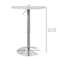 High Top Bar Table, Adjustable Round Kitchen Table with Swivel Top and Steel Base, Bistro Table for 2 People, White