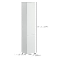 Tall Bathroom Cabinet, Freestanding Storage Organizer with Adjustable Shelves and Cupboards, 11.8" x 11" x 6", White