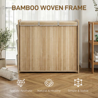 Bamboo Laundry Hamper with Removable Drawstring Bag and Side Storage Pockets, 47 Gal, Natural