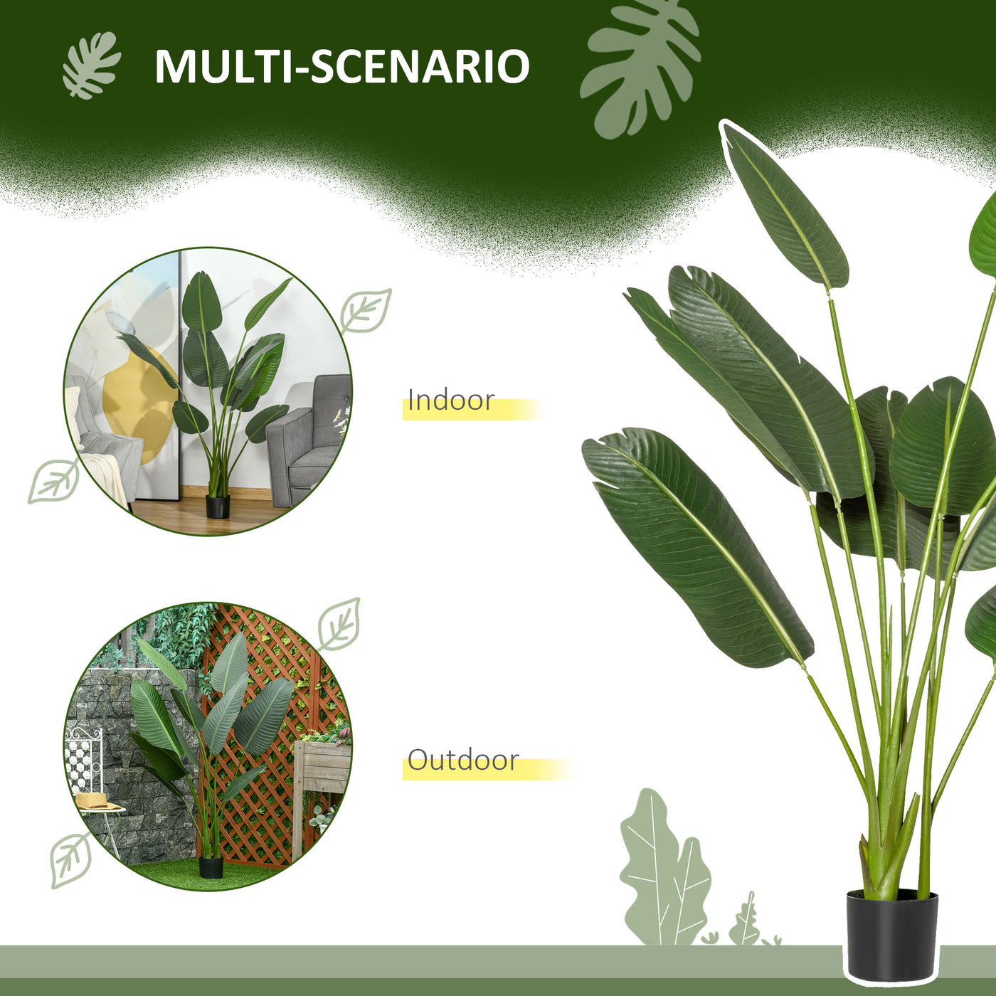 5FT Artificial Banana Tree Faux Decorative Plant in Nursery Pot for Indoor Outdoor Décor