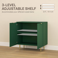 Modern Kitchen Storage Cabinet, Sideboard Buffet Cabinet with Adjustable Shelves and Metal Legs for Kitchen, Green