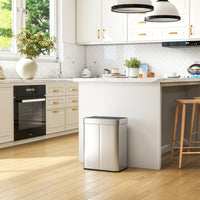 13.2 Gallon (50 L) Sensor Can, Garbage Can with Soft-Close Butterfly Lid, Fingerprint-Proof Stainless Steel, Silver
