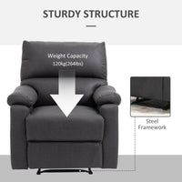 Recliner Chair, Manual Reclining Chair with Footrest, Padded Seat for Living Room, Bedroom, Study, Dark Grey