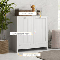 Tilt-Out Laundry Storage Cabinet, Modern Laundry Hamper with 2 Compartments for Bathroom Washroom, White