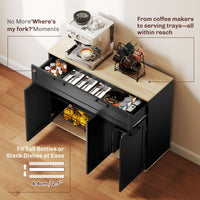 Sideboard Buffet Cabinet, Modern 40" Coffee Bar Cabinet with Wide Drawer, 3 Doors and 2 Adjustable Shelves, Black