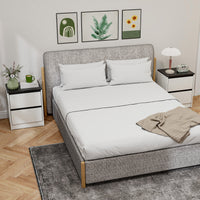 Nightstands Set of 2, Modern Bedside Tables with 2 Drawers, End Side Tables for Bedroom, White