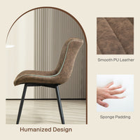 Dining Chairs Set of 2, PU Leather Upholstered Kitchen Chairs with Backrest and Steel Legs, Brown
