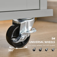 Rolling Kitchen Island, Kitchen Cart on Wheels with 2 Storage Drawers, 3 Door Cabinets and Towel Rack for Dining Room (Grey, 3-Doors)