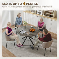 47" Round Kitchen Table for 4, Industrial Dining Table with Steel Legs for Dining Room, Grey Wood Grain and Black