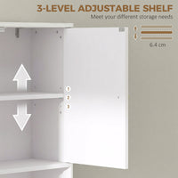 Over The Toilet Storage Cabinet with Adjustable Shelf, Open Shelf and Adjustable Bottom Bar, White