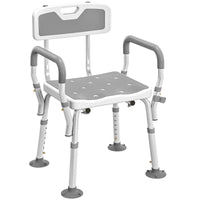 Adjustable Shower Chair with Arms Back and Padded Seat, Light Grey