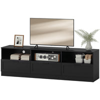 TV Stand with Storage, Modern Entertainment Center with 3 Cabinets and 3 Open Shelves, for TVs up to 85", Black