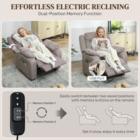 Massage Recliner Chair with Quiet Brushless Motor Pet-Friendly Fabric Power Recliner with 2 Memory Positions Brown