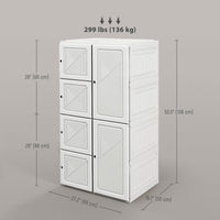 Portable Wardrobe, Foldable Storage Organzier with 5 Compartments, 1 Hanging Rod, Magnet Doors, White