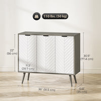 Modern Sideboard and Buffet, Dining Room Cabinet with Adjustable Shelves and 3 Doors, Grey