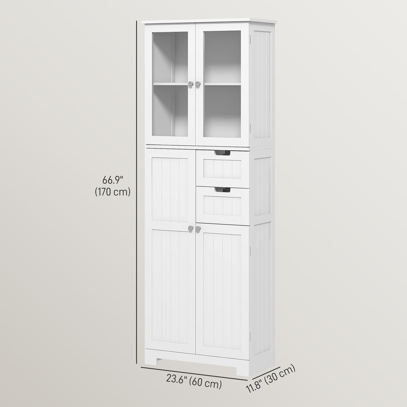 Tall Bathroom Storage Cabinet, Floor Bathroom Cabinet with Adjustable Shelves, for Kitchen, Living Room, White