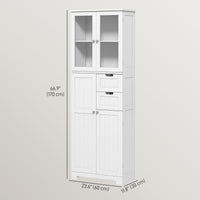 Tall Bathroom Storage Cabinet, Floor Bathroom Cabinet with Adjustable Shelves, for Kitchen, Living Room, White