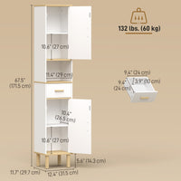 Tall Bathroom Storage Cabinet, Freestanding Bathroom Cabinet with Drawer, Adjustable Shelves, Open Compartment, White