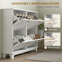 Modern Shoe Storage Cabinet, Narrow Shoe Cabinet with 4 Flip Drawers, Adjustable Shelves, 5 Legs for Entryway, White