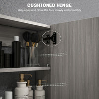 Bathroom Mirror Cabinet, Wall-Mounted Storage Organizer with Double Doors, Adjustable Shelf, Grey