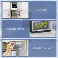Double Door Mini Fridge with Freezer, 4.6 Cu.Ft Small Refrigerator with Thermostat, Shelves, Reversible Door, Silver