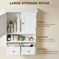 Bathroom Wall Cabinet, Medicine Cabinet, Over Toilet Storage Cabinet with Shelf and Drawers for Hallway, Living Room, White