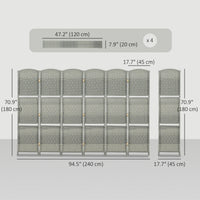 6 FT Privacy Screen, 6 Panel Room Divider with Shelves for Living Room Bedroom Home Office, Grey
