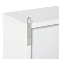 Wall Mounted Bathroom Medicine Cabinet Mirrored Cabinet with Hinged Door 2-Tier Storage Shelves White