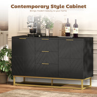 Sideboard Storage Cabinet with 3 Drawers, Adjustable Shelves and Doors, Kitchen Buffet Cabinet for Dining Room, Black