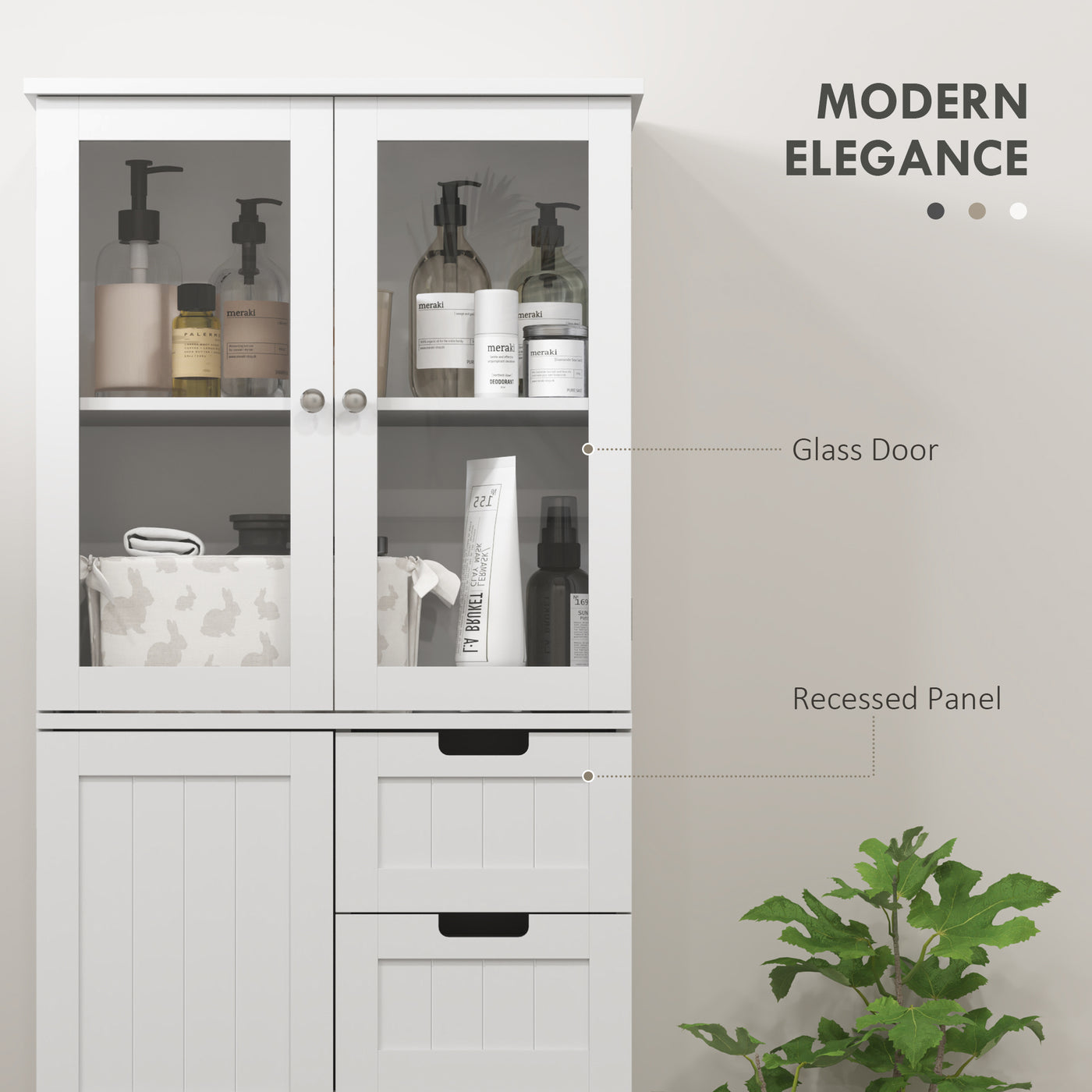 Tall Bathroom Storage Cabinet, Floor Bathroom Cabinet with Adjustable Shelves, for Kitchen, Living Room, White