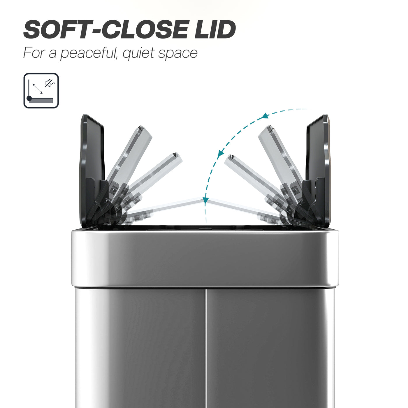 14.5 Gal (55 L) Sensor Can, Garbage Can with Soft-Close Butterfly Lid, Fingerprint-Proof Stainless Steel, Silver
