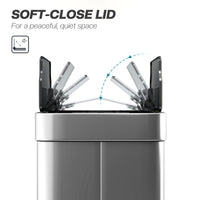 14.5 Gal (55 L) Sensor Can, Garbage Can with Soft-Close Butterfly Lid, Fingerprint-Proof Stainless Steel, Silver