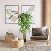 5FT Artificial Bamboo Tree, Fake Plant with 1095 Leaves, Greenery Plant in Nursery Pot for Indoor, Green