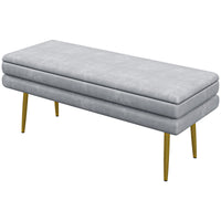 39" Storage Ottoman, Velvet End of Bed Bench with Steel Legs, Foot Stool with Storage for Bedroom, Living Room