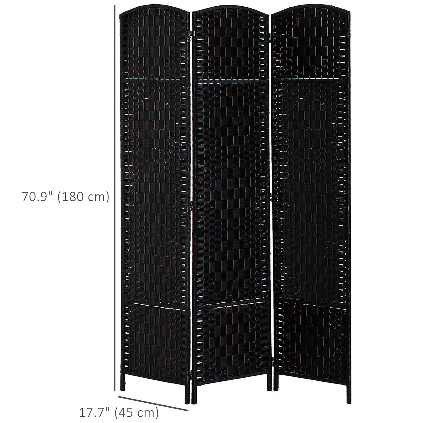 6ft Folding Room Divider, 3 Panel Wall Partition with Wooden Frame for Bedroom, Home Office, Black
