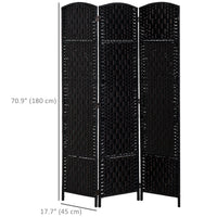 6ft Folding Room Divider, 3 Panel Wall Partition with Wooden Frame for Bedroom, Home Office, Black