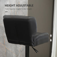 Swivel PU Leather Barstools Set of 2 Adjustable Bar Stools with Footrest Back for Kitchen Counter Dining Room Black