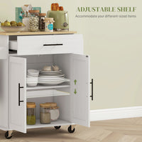 Rolling Island with Wheels for Kitchen, Kitchen Island on Rollers with Power Outlets, Drawer and Doors
